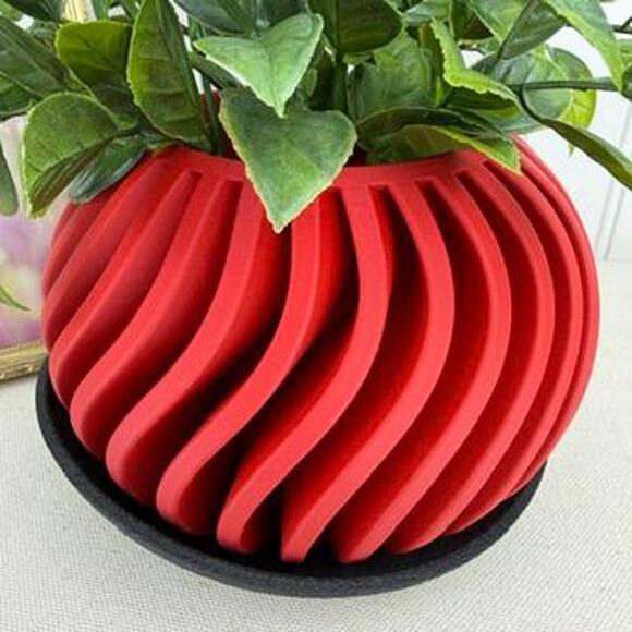 The Surge Planter, Indoor Flower Pot, Tabletop Planter, Wave Pattern - Picture 2 of 12